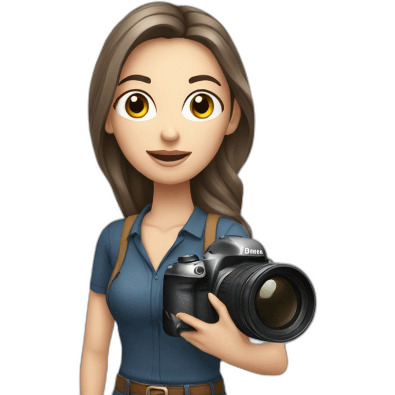 white brunette youtuber with camera in hand emoji