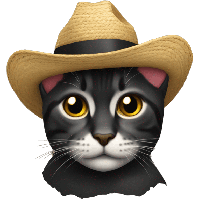 Gatito negro co un sombrero emoji