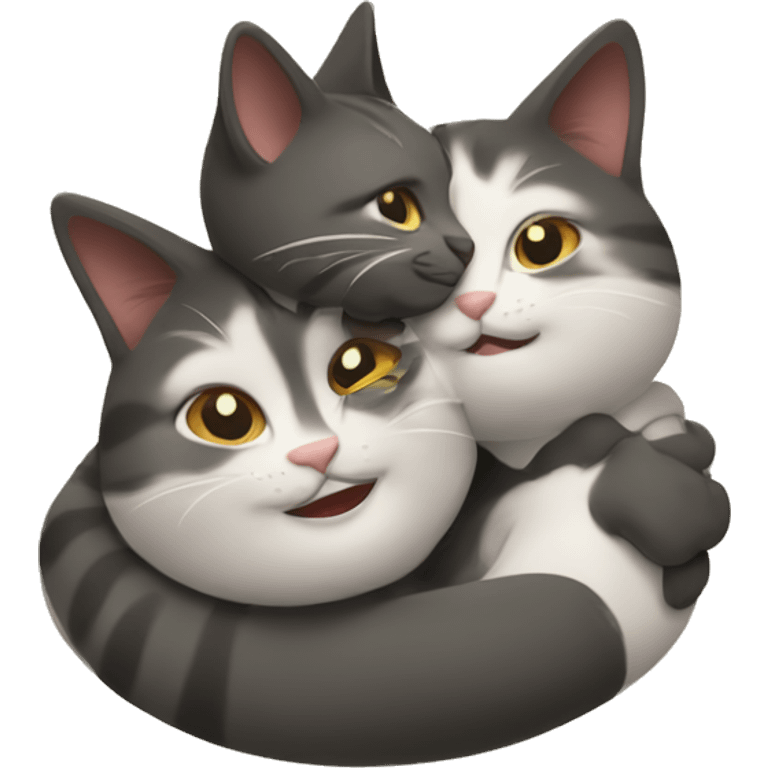 three cats hugging emoji