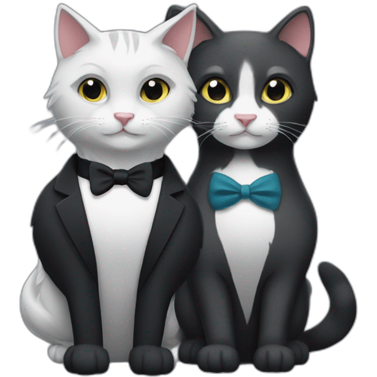 tuxedo cat and silver fox emoji