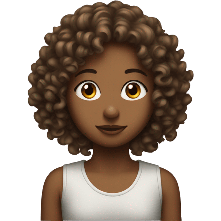 girl curly with brown eyes drinking match emoji