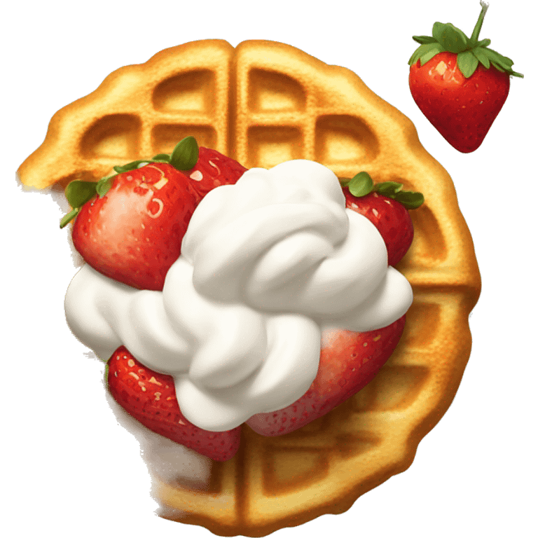 waffle with strawberry and whip cream emoji