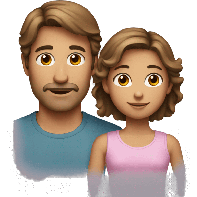 parents and daughter brown hair emoji