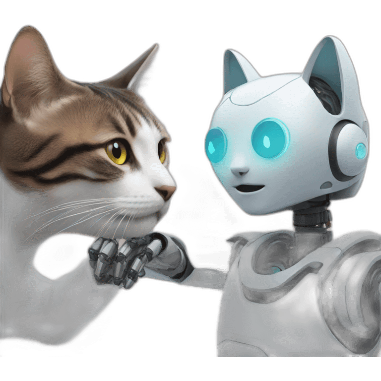 Robot petting a cat emoji