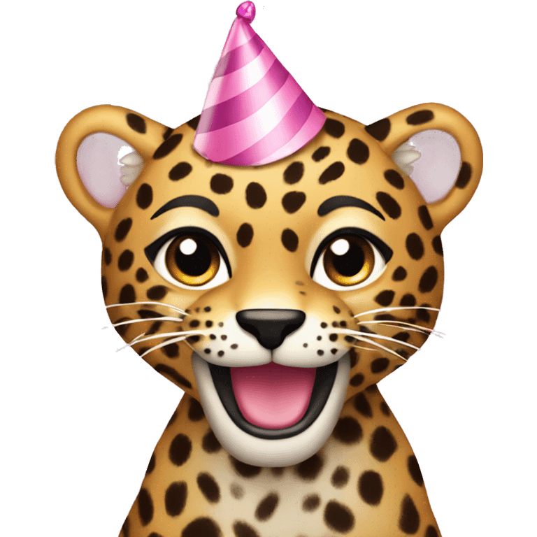 Happy birthday pink leopard emoji