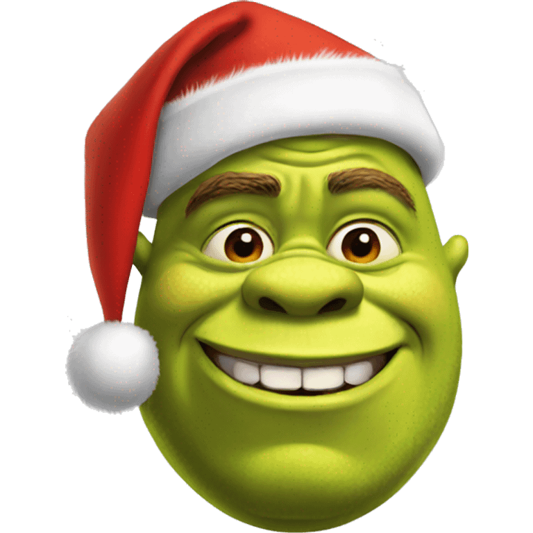 Shrek wearing Santa hat emoji