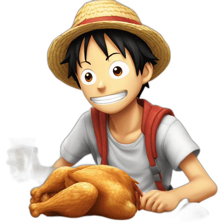 Luffy qui mange du poulet emoji