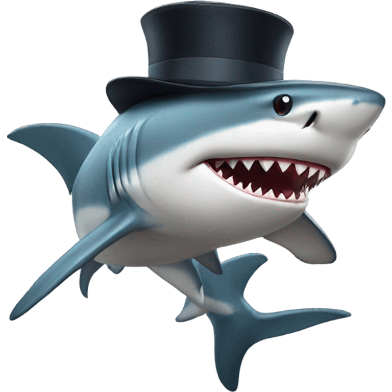 Shark with a top hat emoji