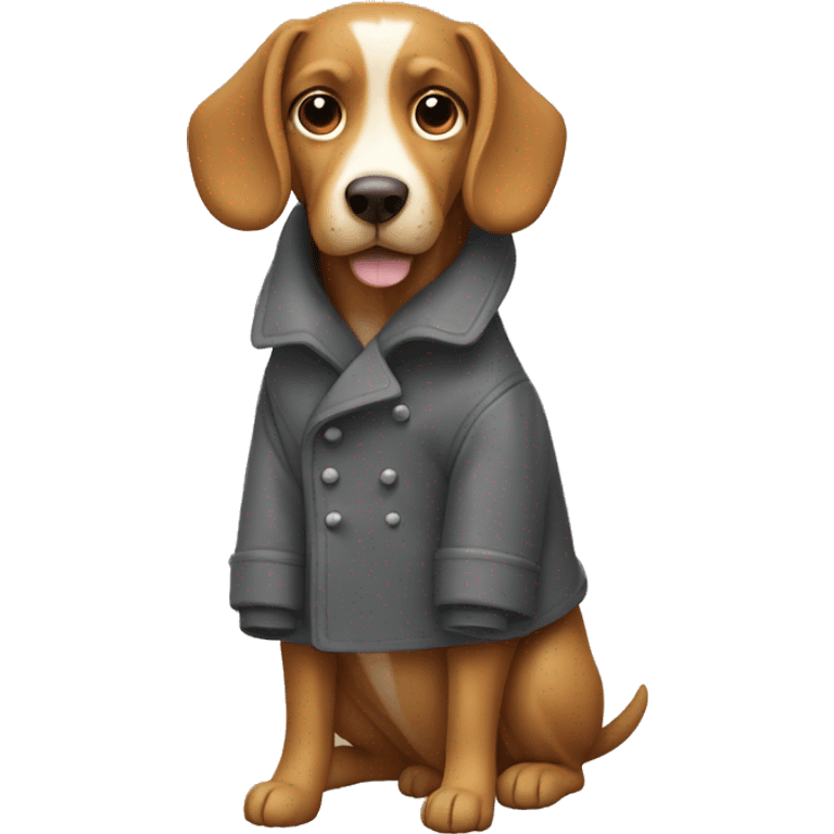 A dog wearing coat emoji