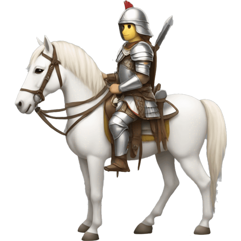 a white avar nomadic soldier on a horse from the side with little armor on emoji