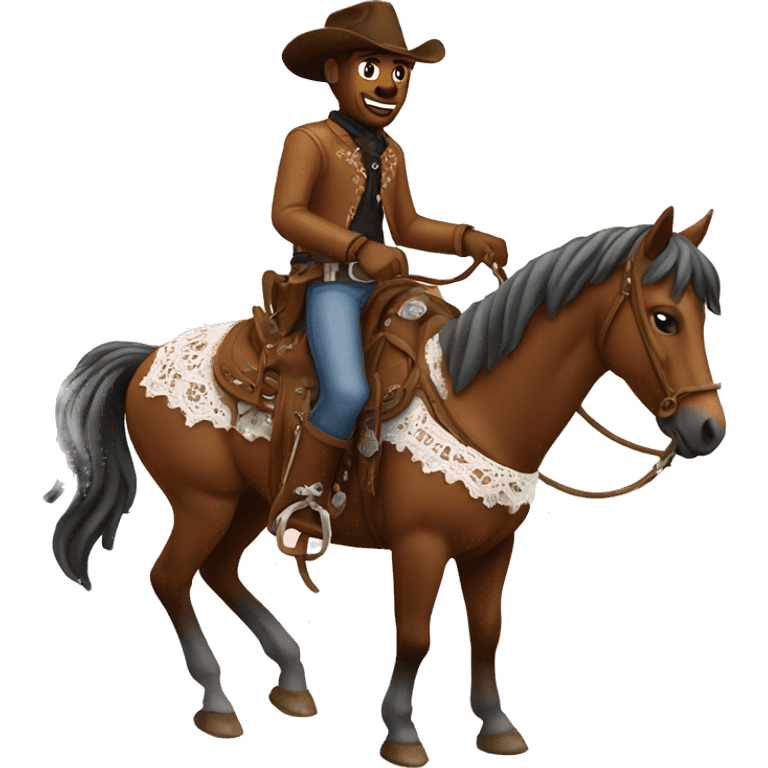 cowboy on horse with lace emoji