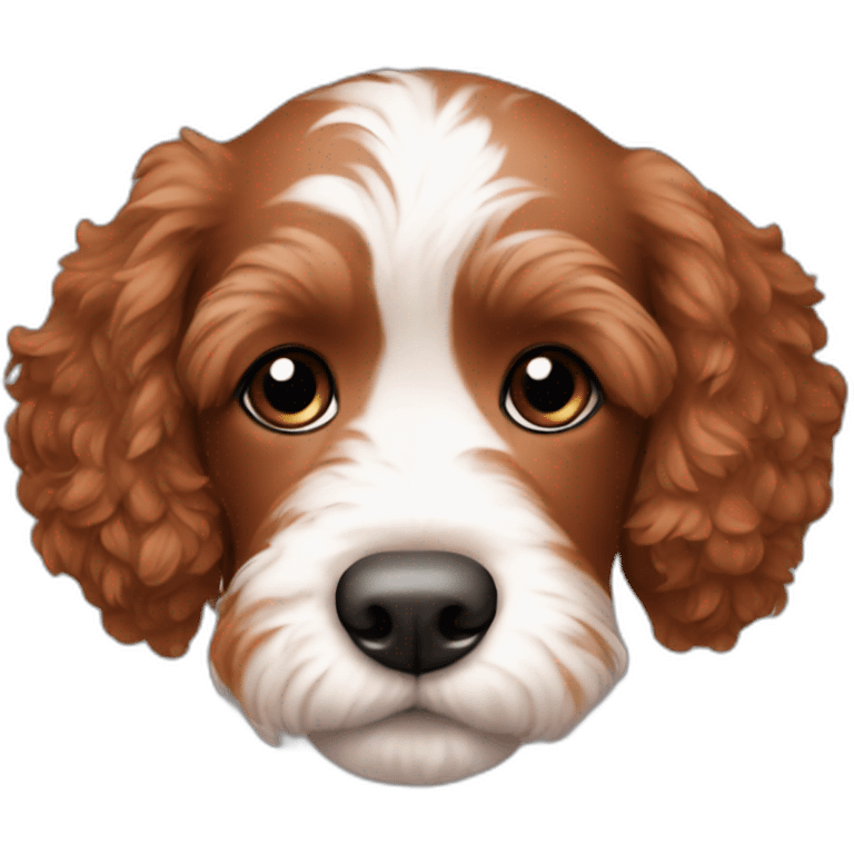 Reddish brown coloured Cockapoo puppy face emoji