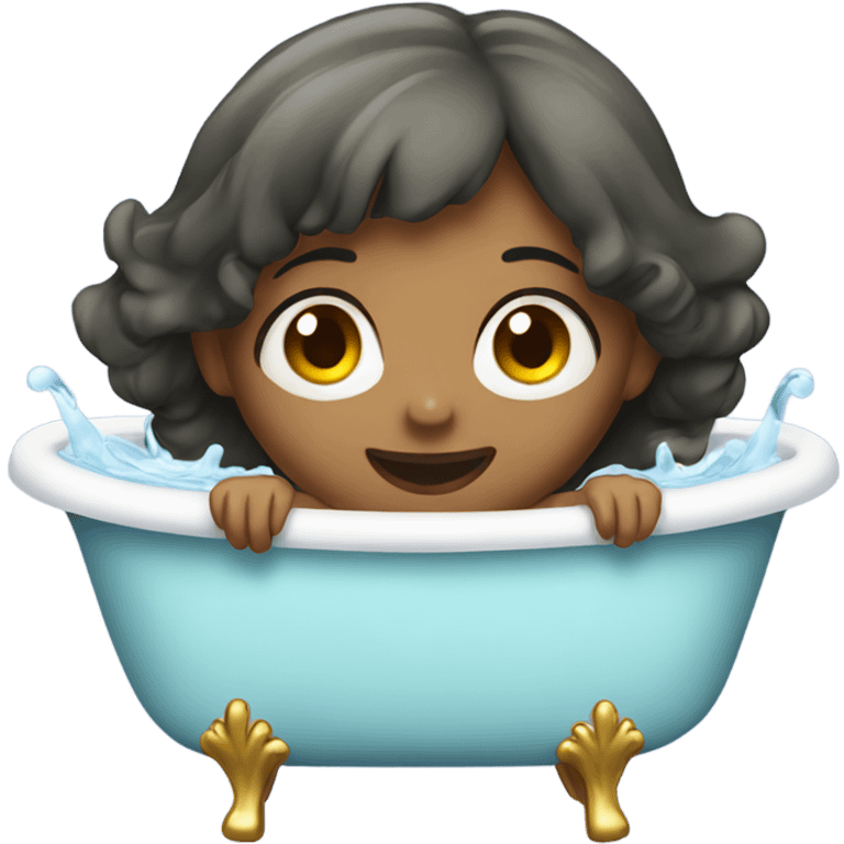 Girl in bathtub with water emoji