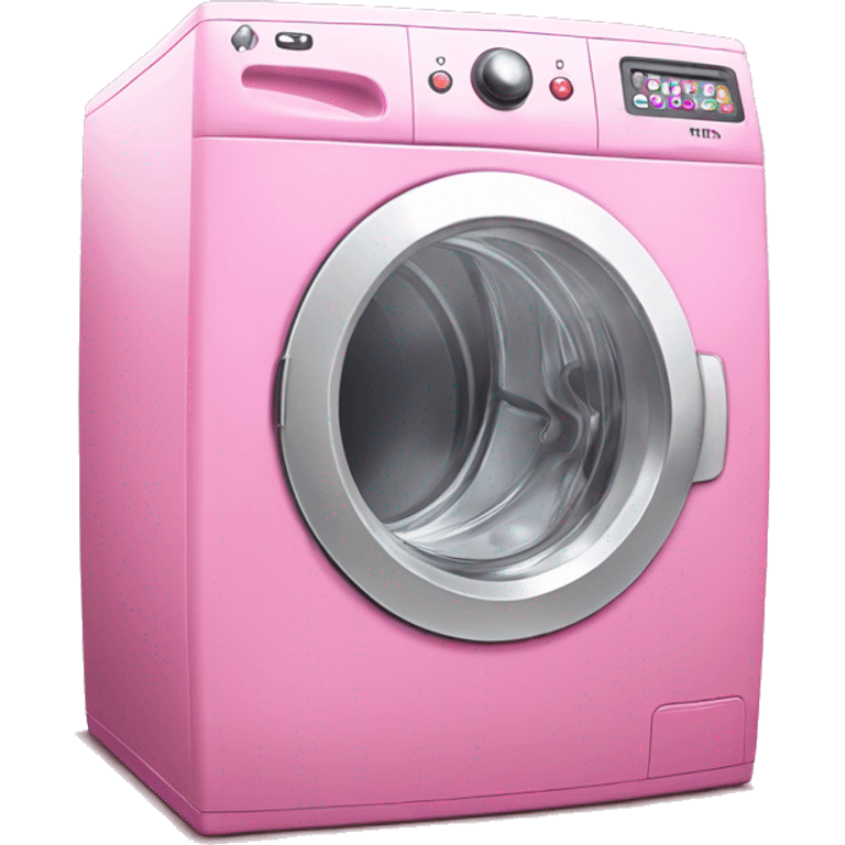 PINK WASHING MACHINE WITH CAR RACING STICKERS ON IT emoji