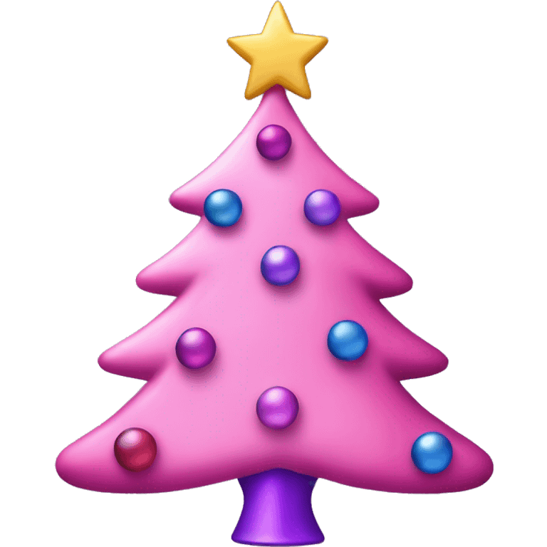 Pink christmas tree with pink and purple ornaments with a star on top emoji