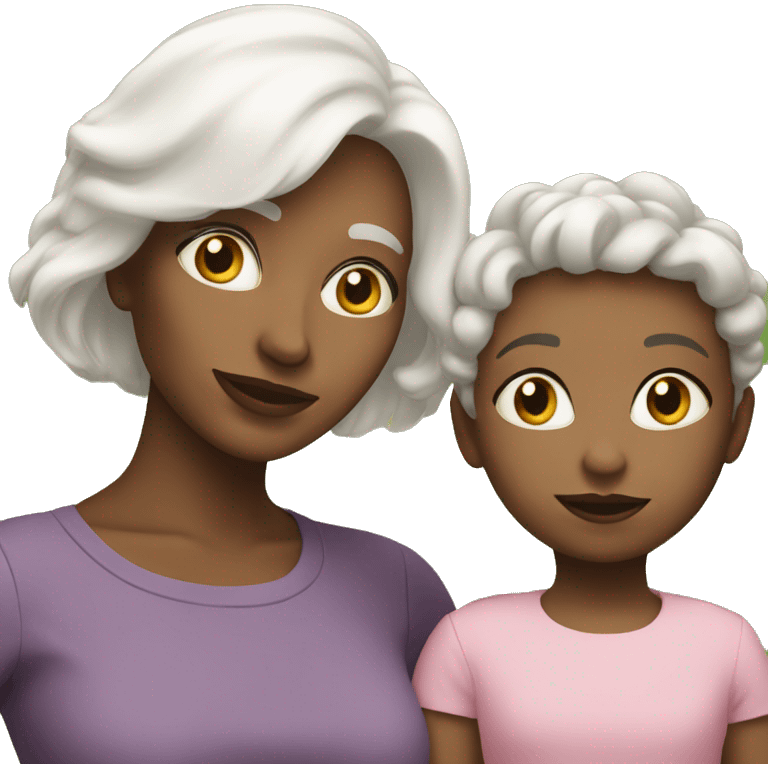 mother with daughter with white hair emoji