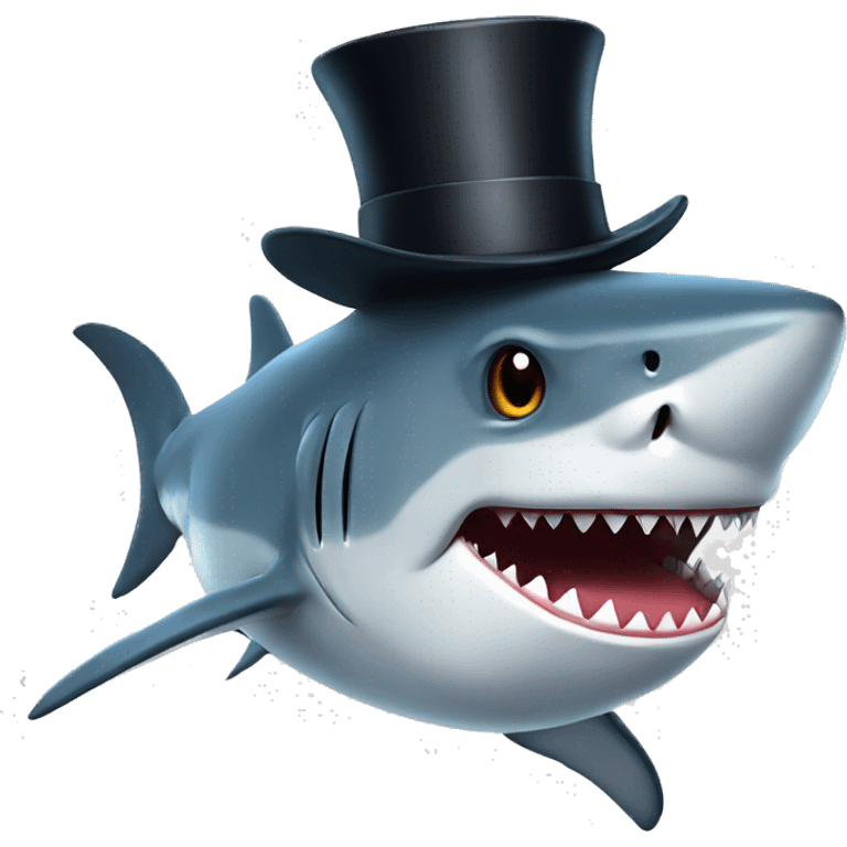 Shark with a top hat emoji