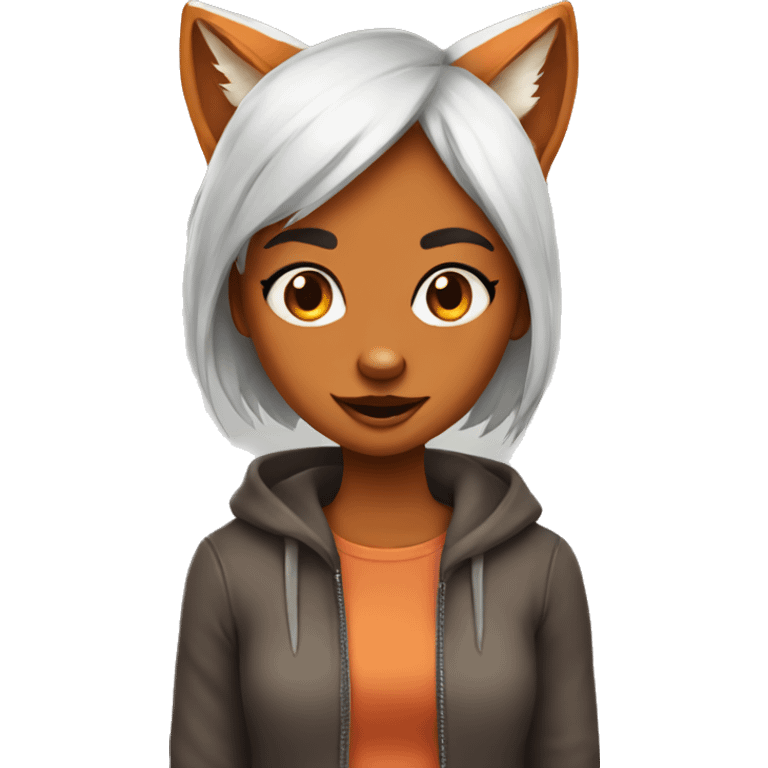 Cut cartoon fox girl emoji