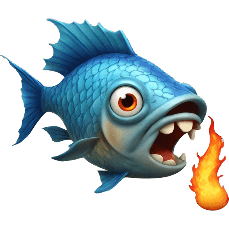 Angry fish blowing fire emoji