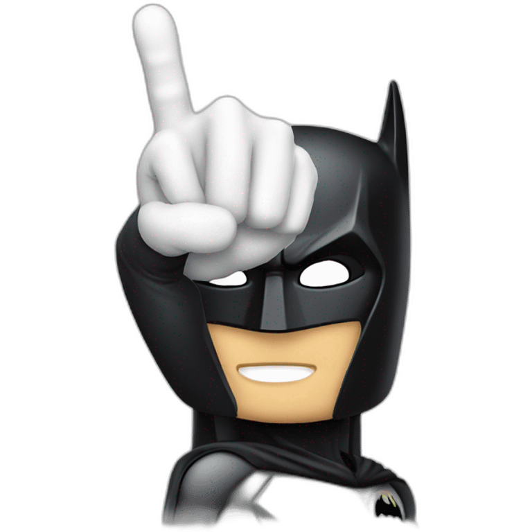 batman showing finger next to idex finger emoji