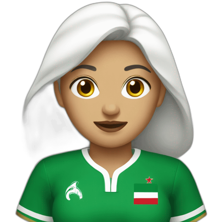 Woman with algerian jersey emoji