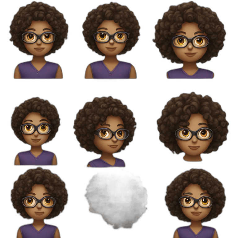 Girl curly hair and glasses emoji