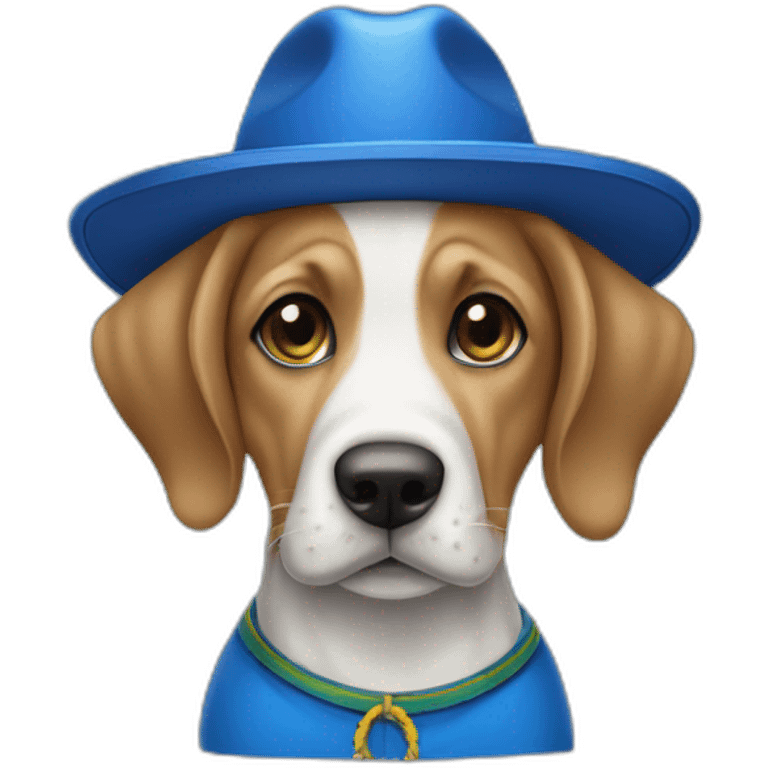 cachorro com chapéu do nordeste brasileiro igual de luiz gonzada com uma blusa azul emoji