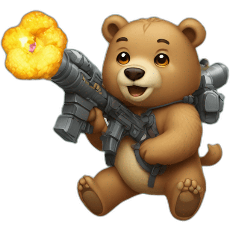 Bears with a bazooka on a unicorn emoji