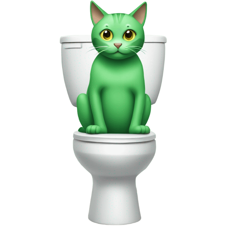 Green cat sitting on a toilet  emoji