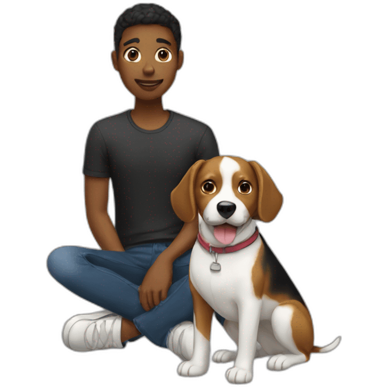 a dog and his owner black together  emoji