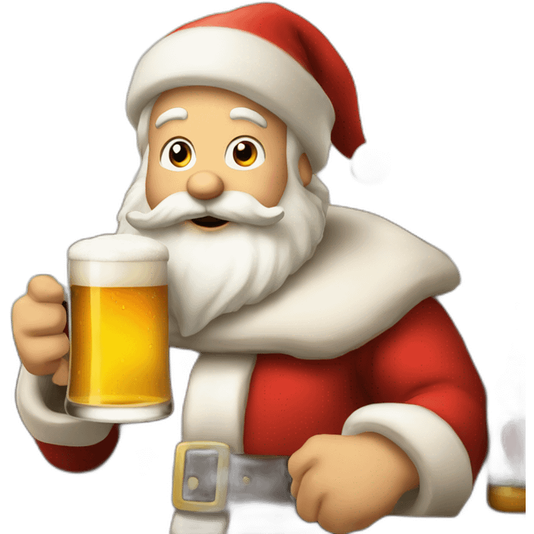 Santa drinking a beer emoji