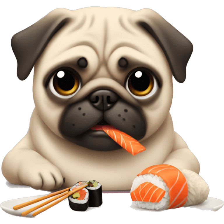 Pug eating sushi  emoji