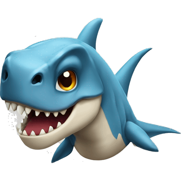 Dinosaur wearing shark head emoji