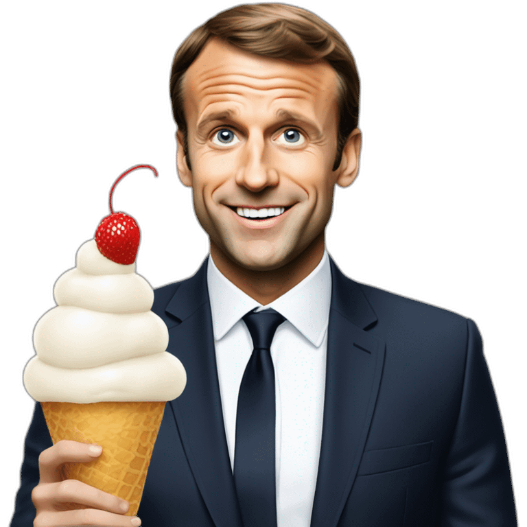 Emmanuel Macron with ice cream emoji