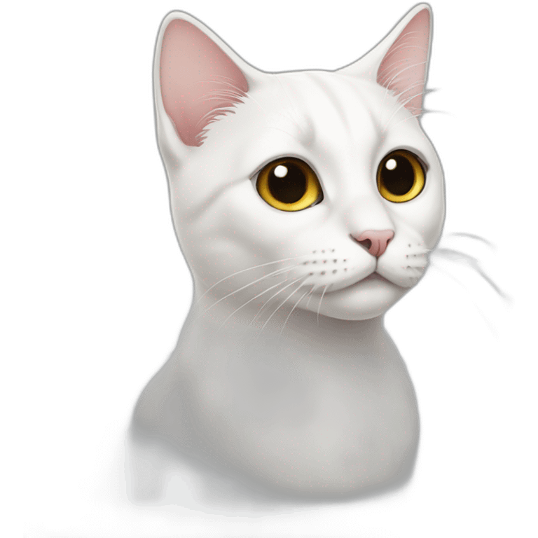 White cat with black nose emoji