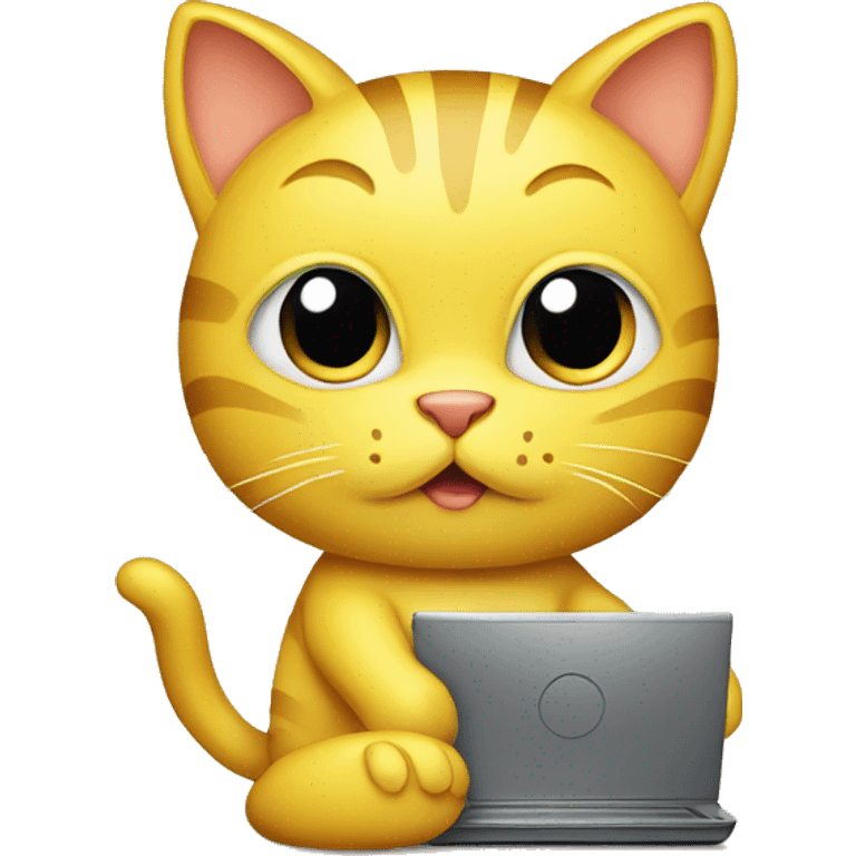 yellow kitty with a computer emoji