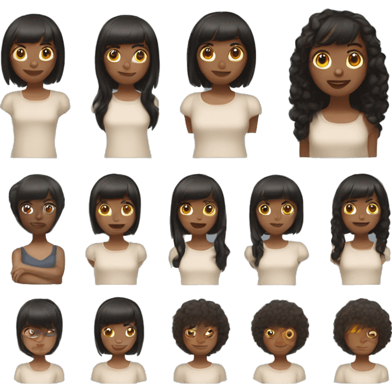 black hair girl with bangs and ginger girl with bangs  emoji