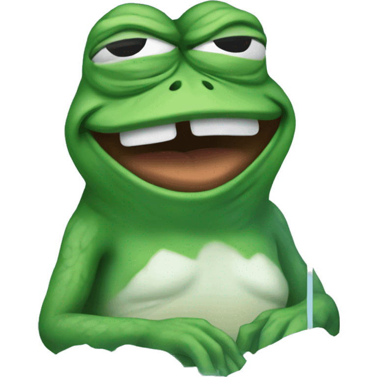 pepe the frog inside on icecube emoji