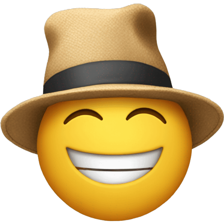 An emoji putting off a hat as a greeting emoji