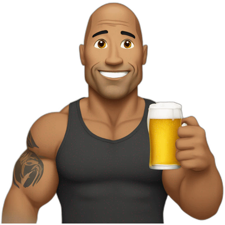 the rock drinking a beer emoji