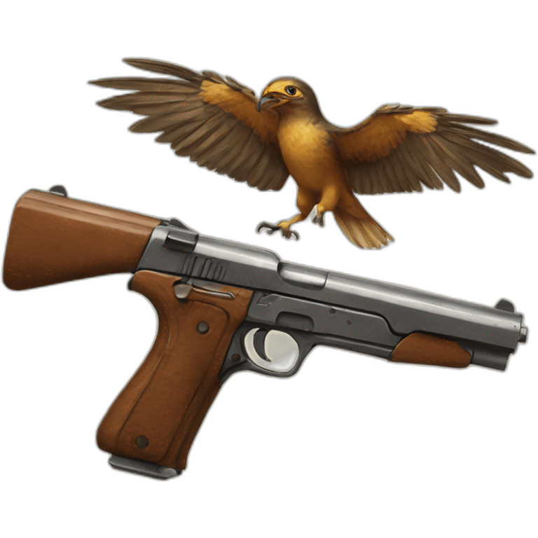 Una águila con antigas y pistola emoji