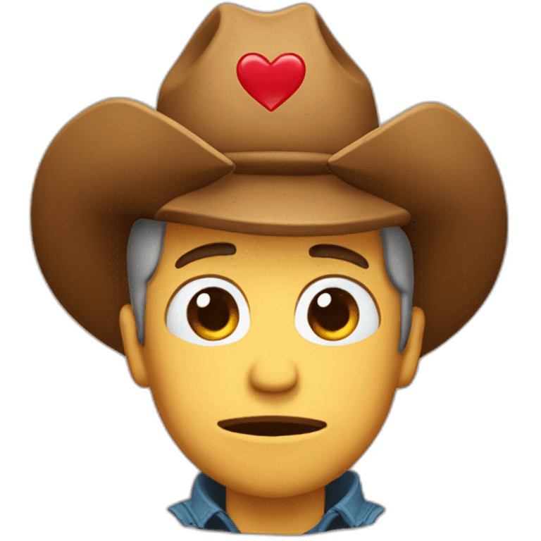 crying cowboy with hearts emoji