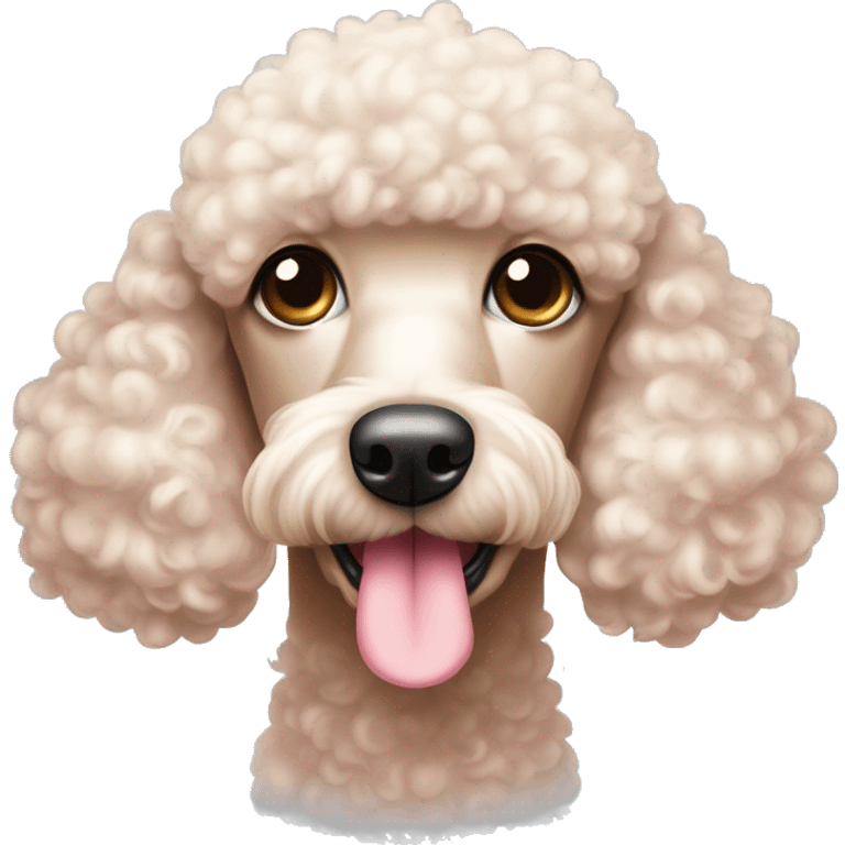 Poodle Cor champanhe usando uma lacinho rosa na cabeça  emoji