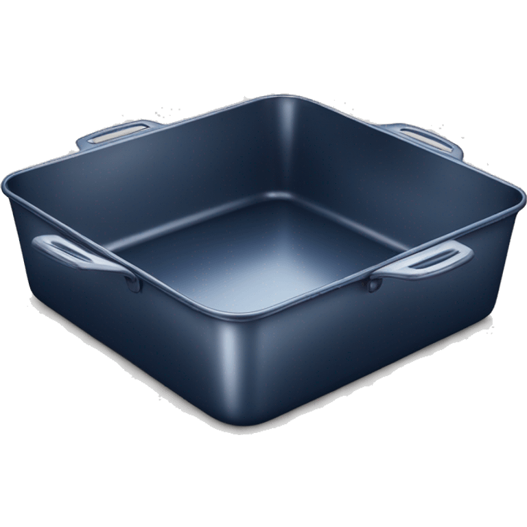 Realistic empty metallic navy blue baking pan with handles emoji