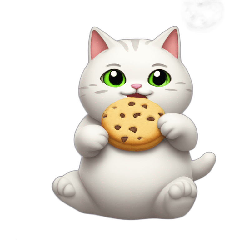 fat cat eating cookies looking busted emoji