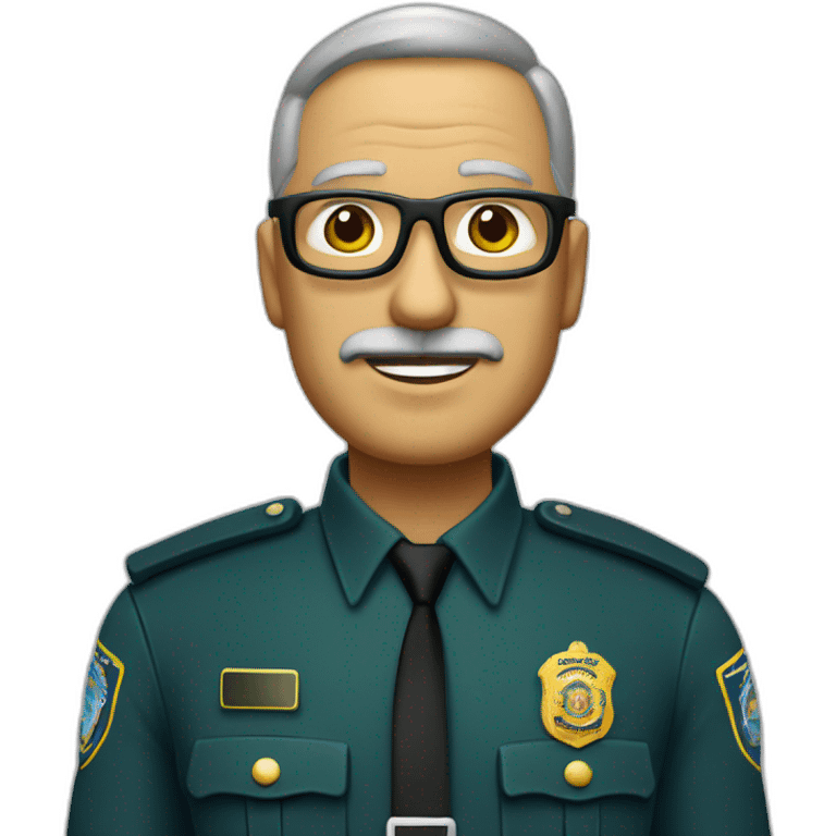 policía español de 61 años, calvo con gafas verdes emoji