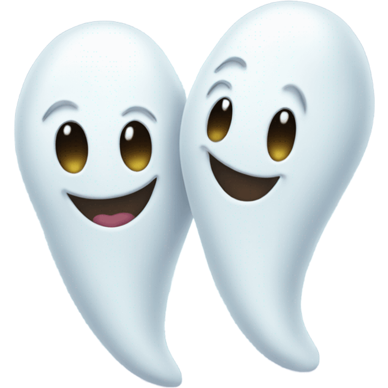 Two happy ghosts best friends hearts emoji