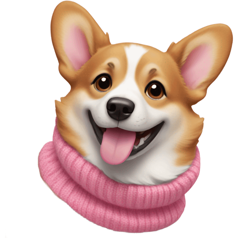 A corgi dog is smiling in a pink sweater emoji