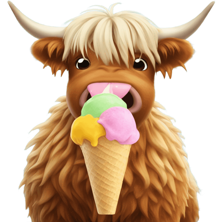 highland cow eating an icecream emoji