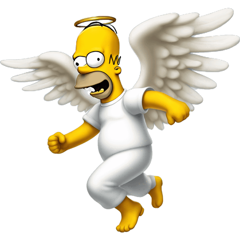 Homer Simpson flying away as an angel emoji